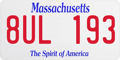 MA license plate 8UL193