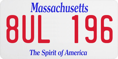 MA license plate 8UL196