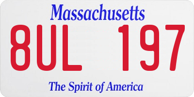 MA license plate 8UL197
