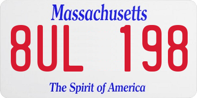 MA license plate 8UL198