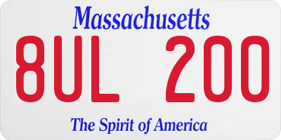 MA license plate 8UL200