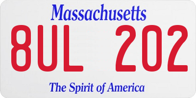 MA license plate 8UL202