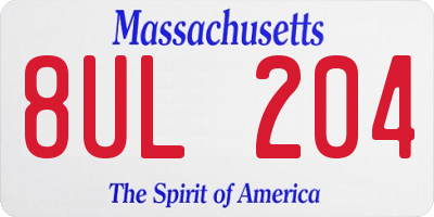 MA license plate 8UL204
