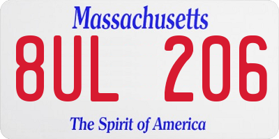 MA license plate 8UL206