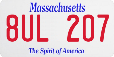 MA license plate 8UL207
