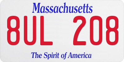MA license plate 8UL208