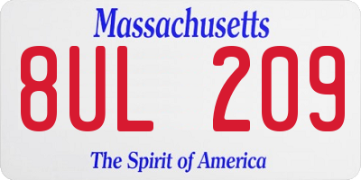 MA license plate 8UL209