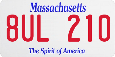 MA license plate 8UL210
