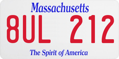 MA license plate 8UL212