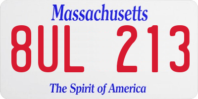 MA license plate 8UL213