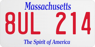 MA license plate 8UL214