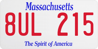 MA license plate 8UL215