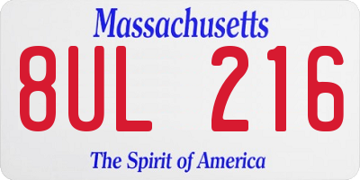 MA license plate 8UL216