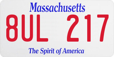 MA license plate 8UL217