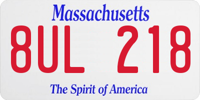 MA license plate 8UL218