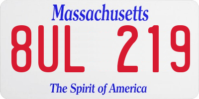 MA license plate 8UL219