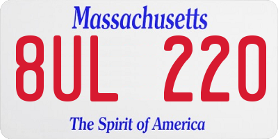 MA license plate 8UL220