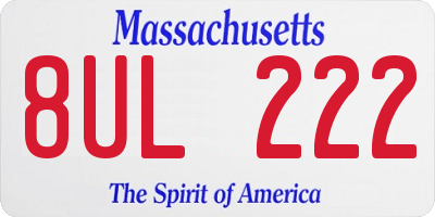 MA license plate 8UL222
