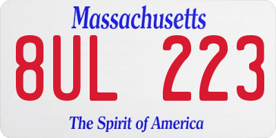 MA license plate 8UL223