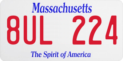 MA license plate 8UL224