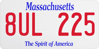MA license plate 8UL225