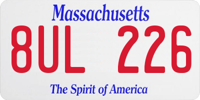 MA license plate 8UL226