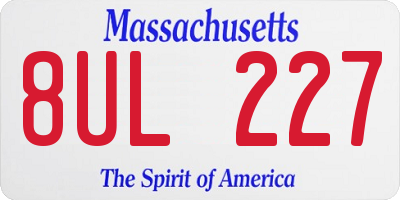 MA license plate 8UL227