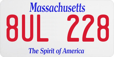 MA license plate 8UL228