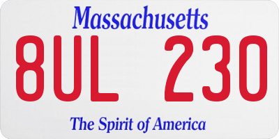 MA license plate 8UL230