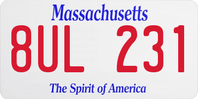 MA license plate 8UL231