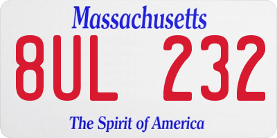 MA license plate 8UL232
