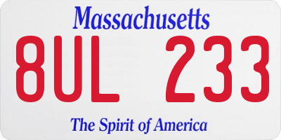MA license plate 8UL233
