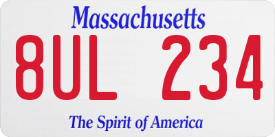 MA license plate 8UL234