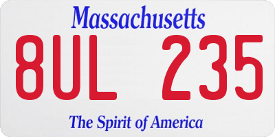 MA license plate 8UL235