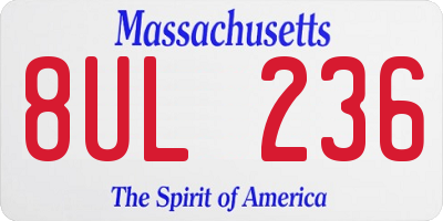 MA license plate 8UL236