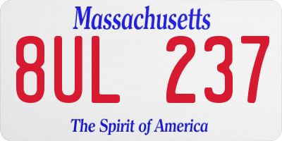 MA license plate 8UL237