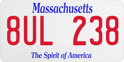 MA license plate 8UL238