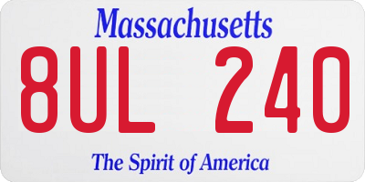 MA license plate 8UL240