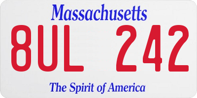 MA license plate 8UL242