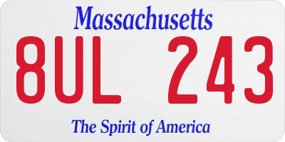 MA license plate 8UL243