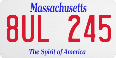 MA license plate 8UL245