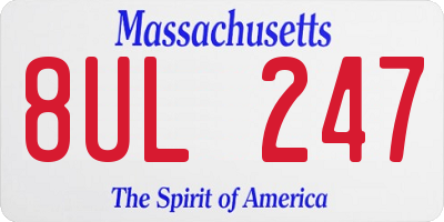 MA license plate 8UL247