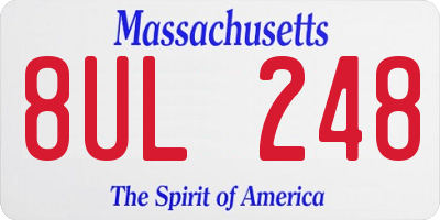MA license plate 8UL248