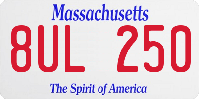 MA license plate 8UL250