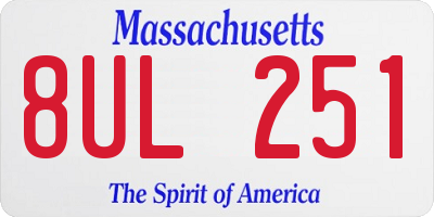 MA license plate 8UL251