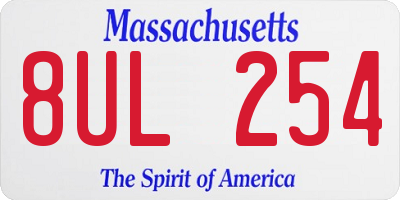 MA license plate 8UL254