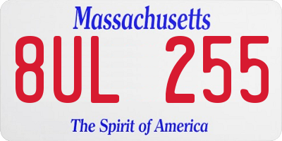 MA license plate 8UL255