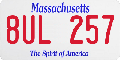 MA license plate 8UL257