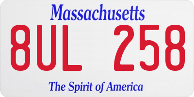MA license plate 8UL258