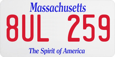 MA license plate 8UL259